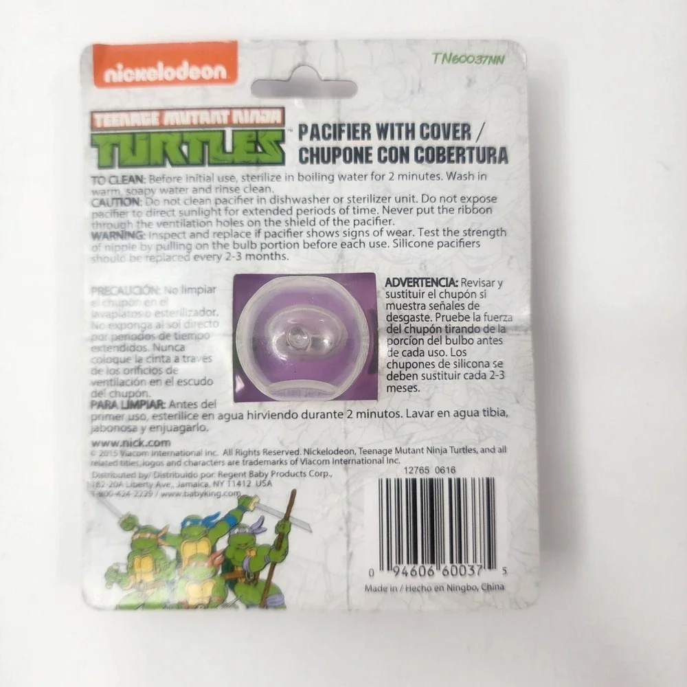 Teenage Mutant Ninja Turtles Donatello Baby Pacifier with Cover NEW in Package